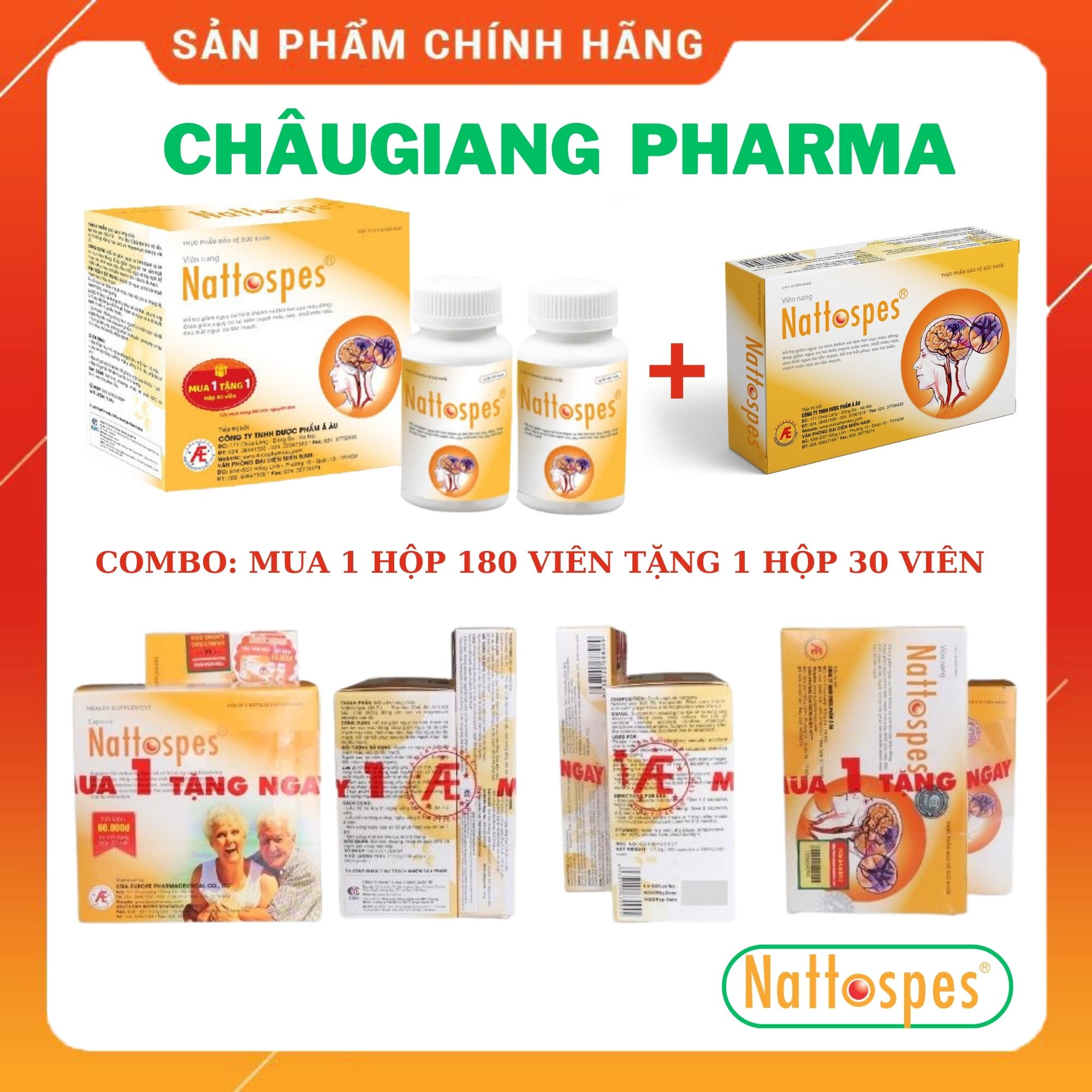 Nattospes hộp 180 viên (Mua 01 hộp lớn tặng 01 hộp 30 viên)